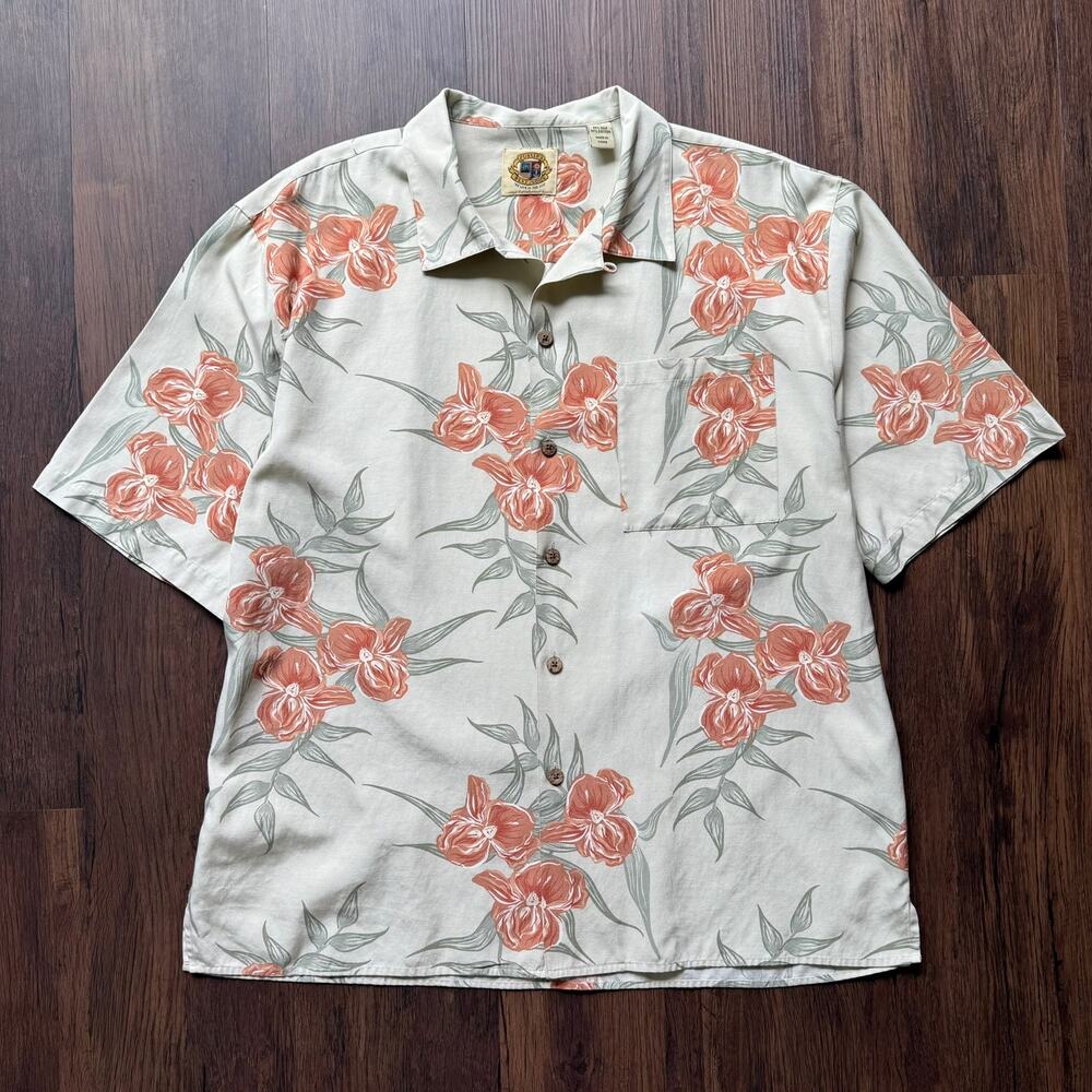 Pusser’s West Indies Silk Blend Floral Shirt Men’s Size L Tropical
